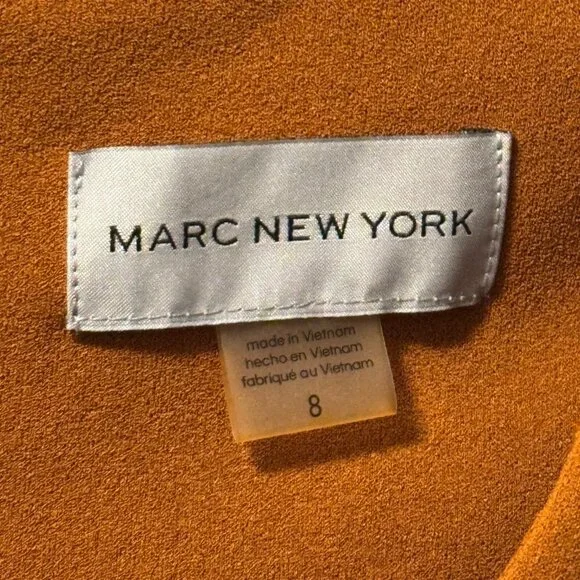 Marc New York Brown Midi Dress W/ Pleated Puff Sleeves size 8 Dress - Picture 3 of 12